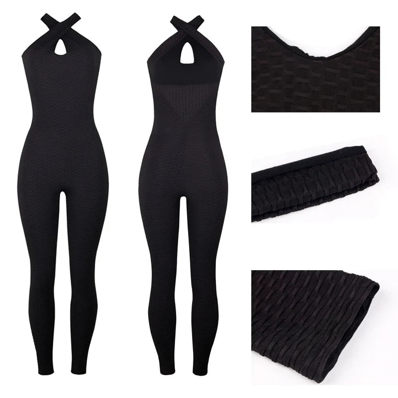 Backless Halter Fitness Jumpsuit