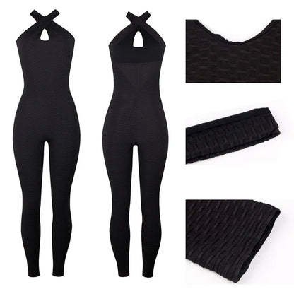 Backless Halter Fitness Jumpsuit