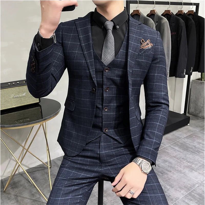 Luxury Plaid Groom Wedding Tuxedo