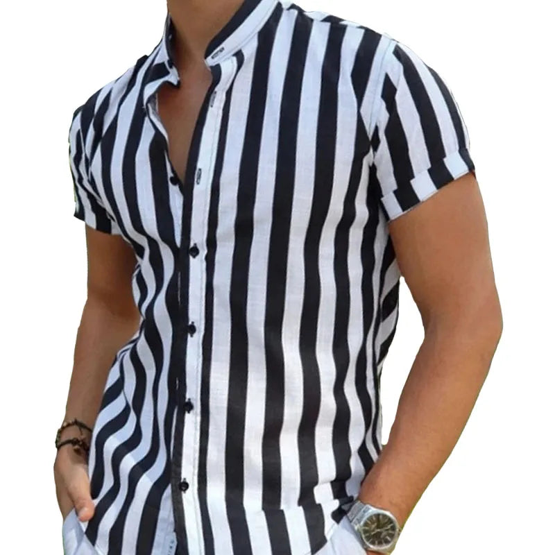 Striped Casual Stand Shirt