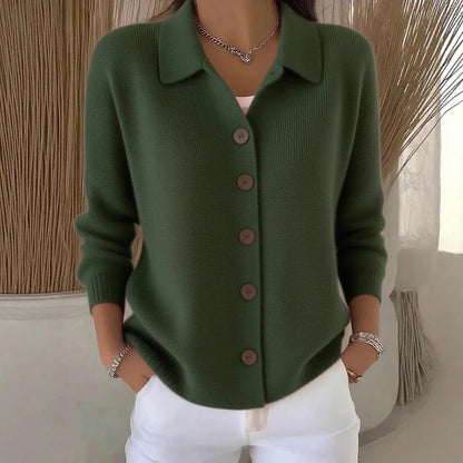Polo Neck Button Knit Cardigan