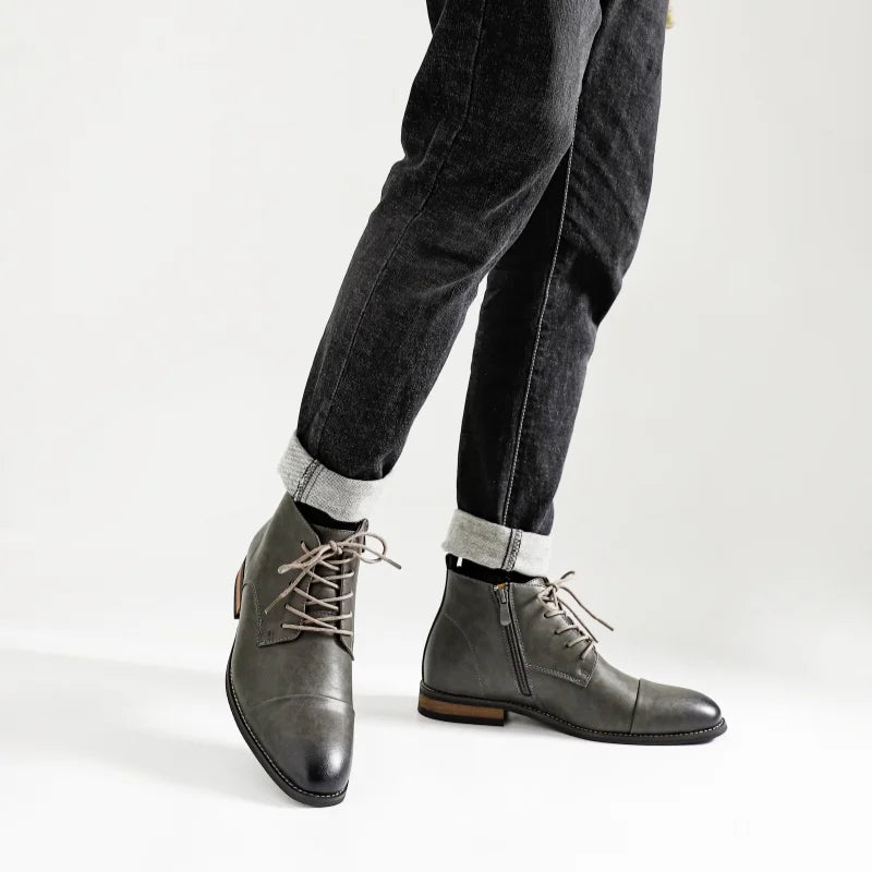 Leather Ankle Zip Boots