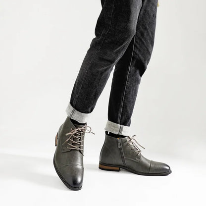 Leather Ankle Zip Boots