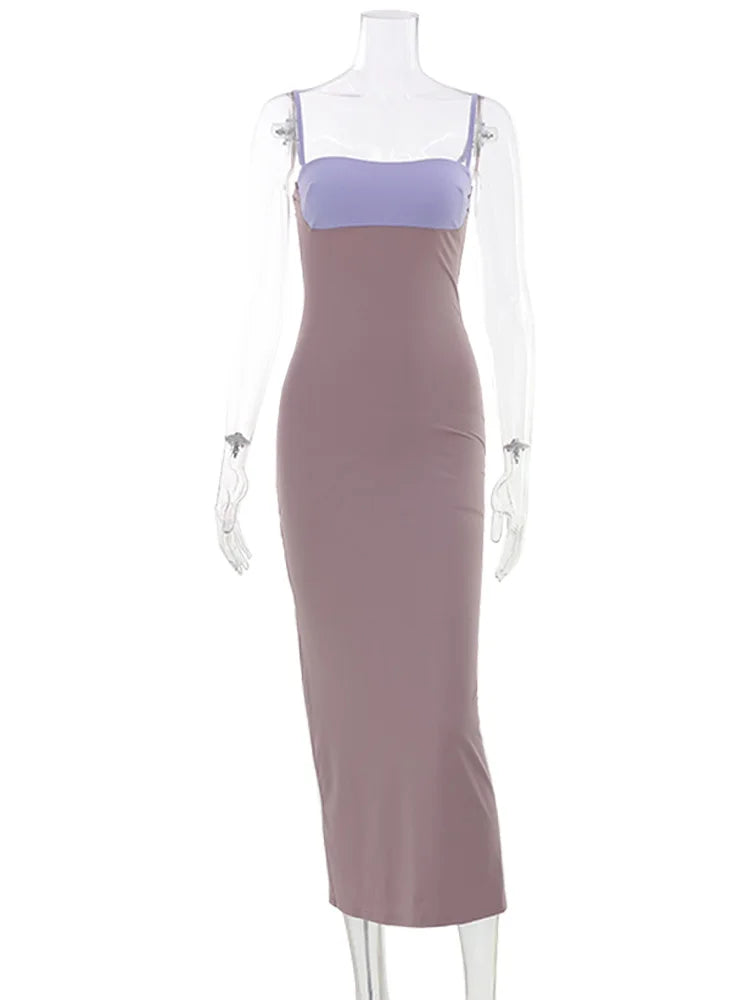 Patchwork Sleeveless Maxi Dress