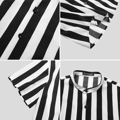 Striped Casual Stand Shirt