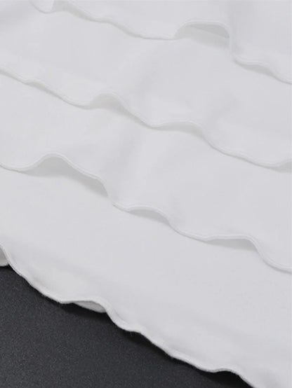 White Ruffle Mini Dress – Sexy Bodycon
