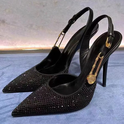 Rhinestone Sequined Slingbacks