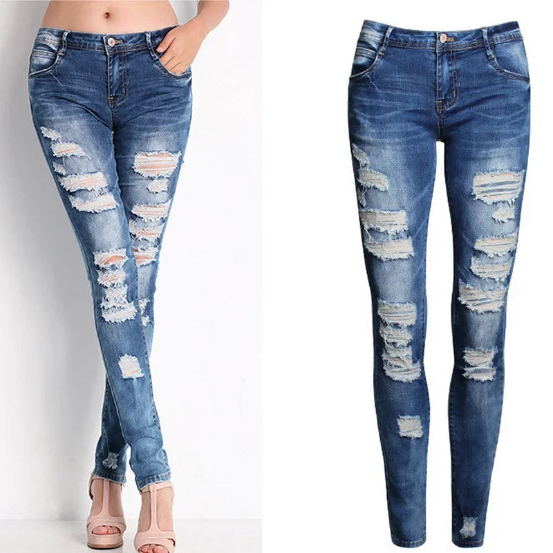 High Waist Ripped Skinny Jeans