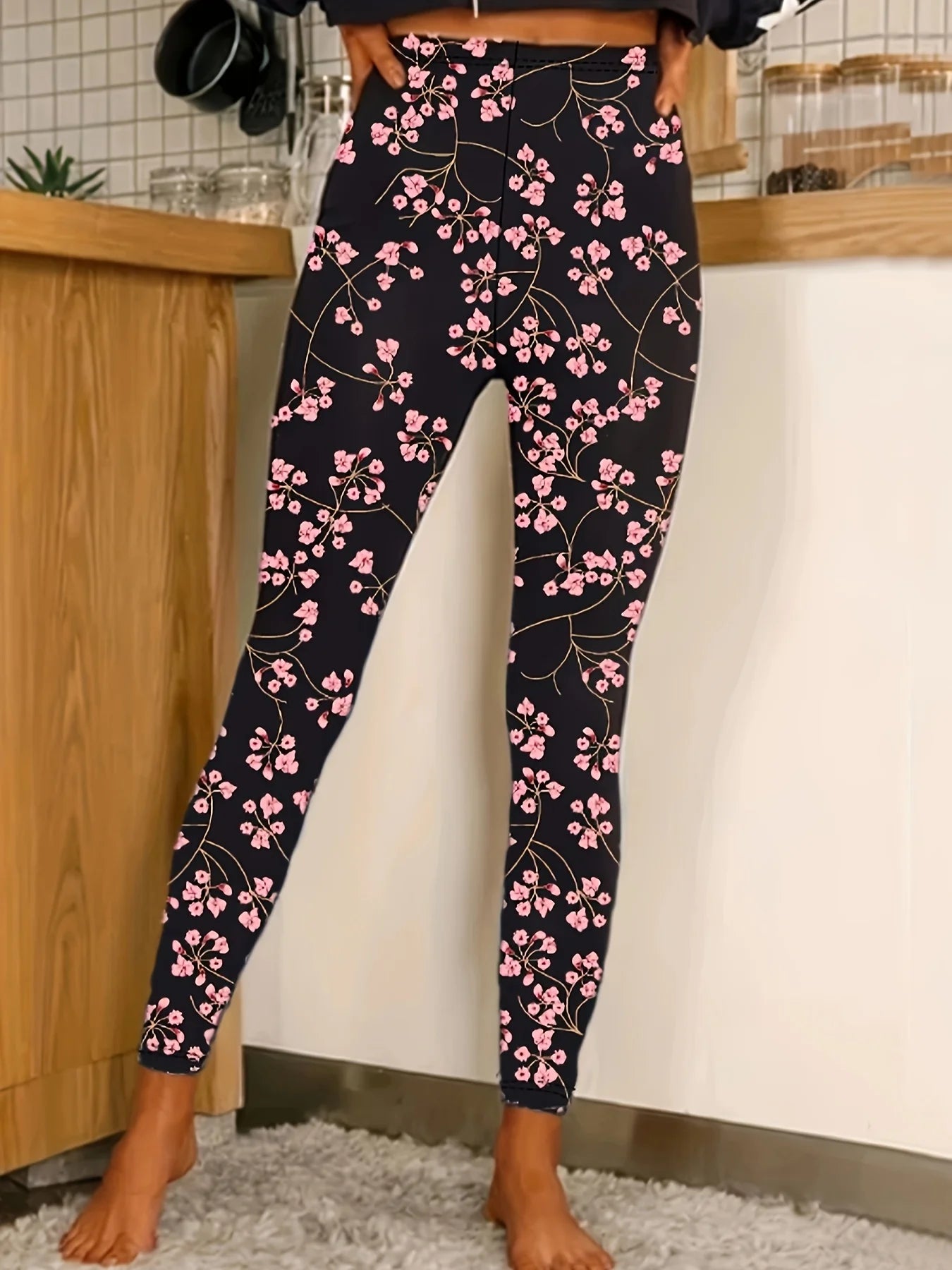 Floral Print Basic Leggings