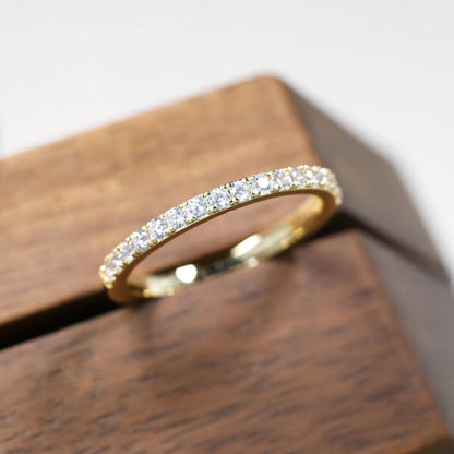 Gold Moissanite Silver Ring