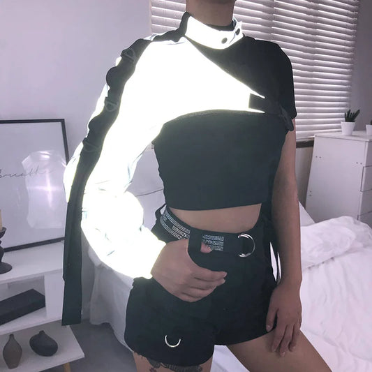 Sequined Backpack-Buckle Long-Sleeve Tee