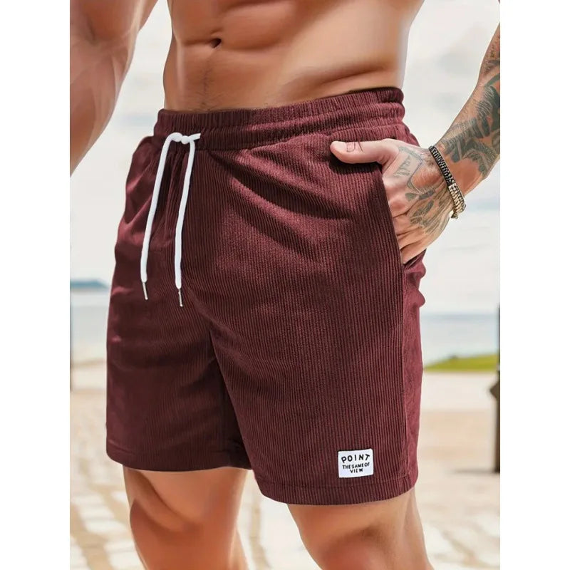 Corduroy Striped Textured Casual Shorts