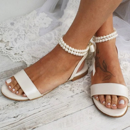 Beaded Lace-Up Gladiator Sandals