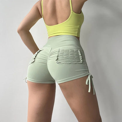 Ruched High-Waist Yoga Shorts