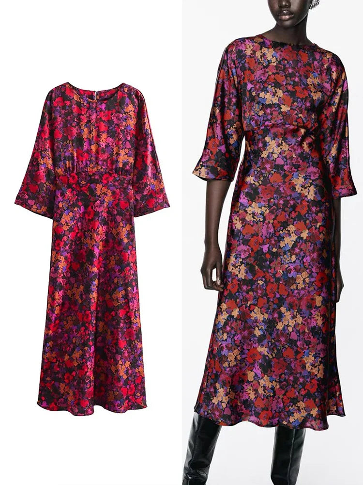 Floral Pleated Maxi Dress