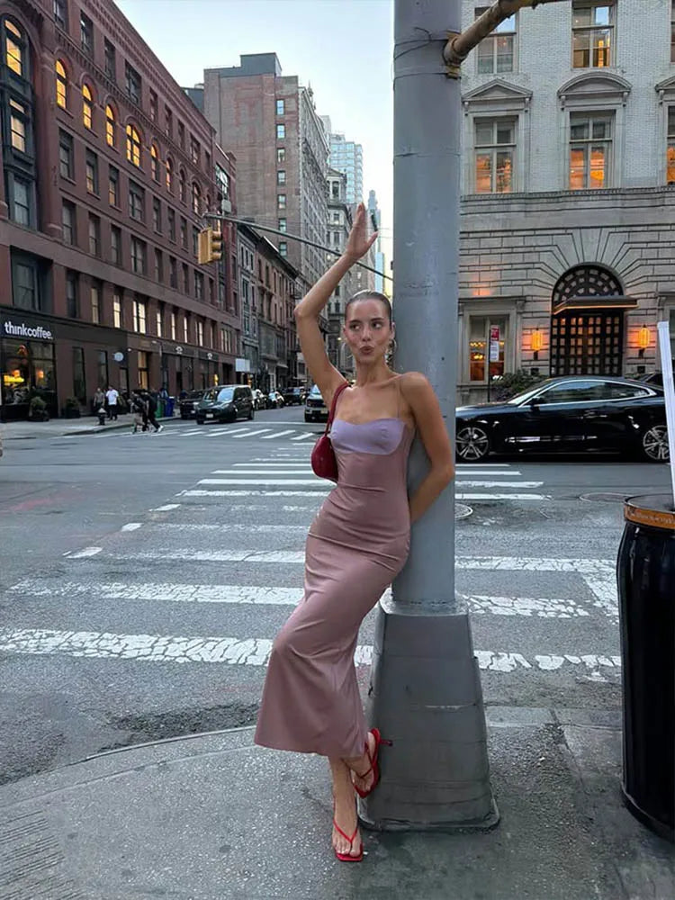 Patchwork Sleeveless Maxi Dress