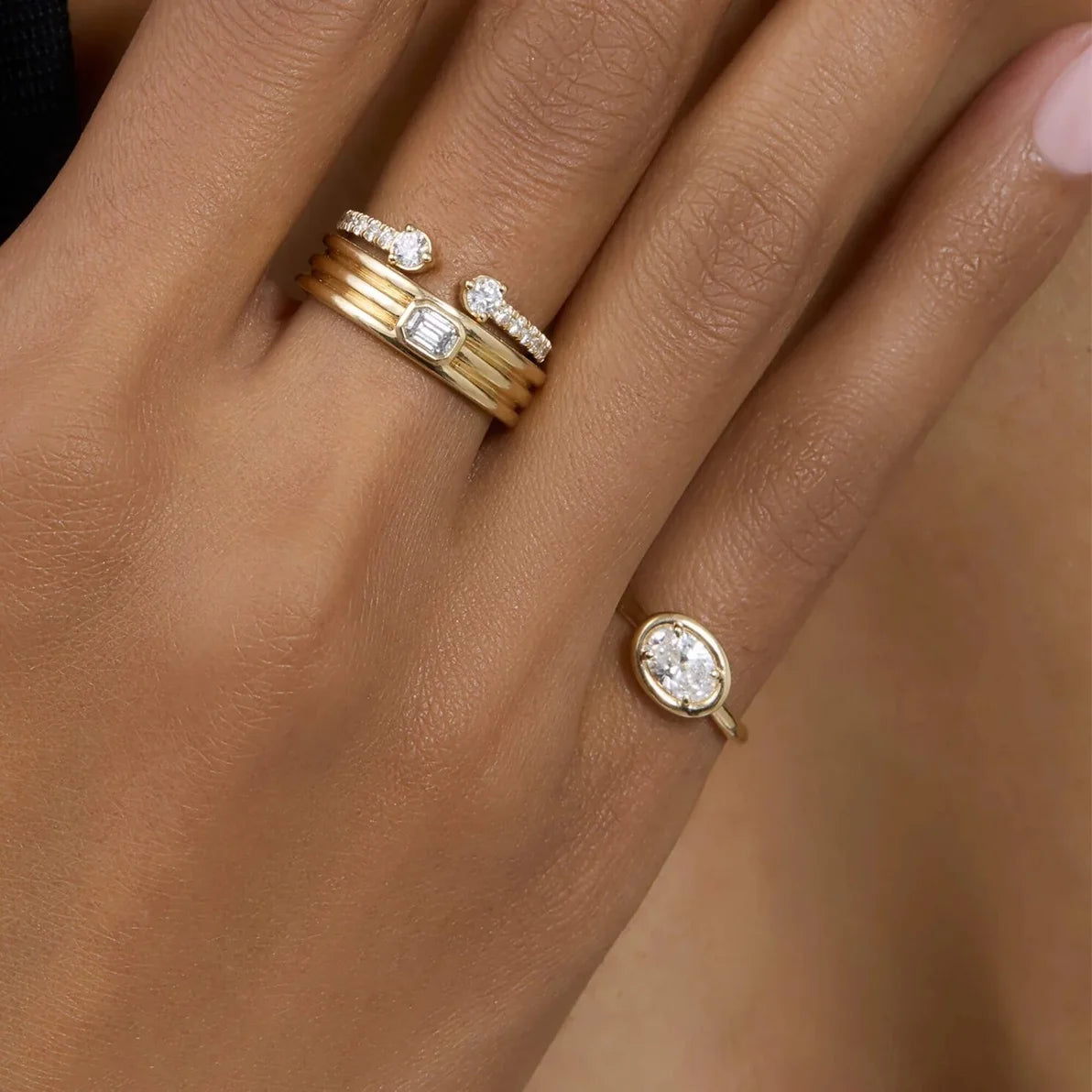Oval CZ Adjustable Mood Ring