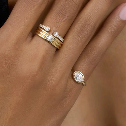 Oval CZ Adjustable Mood Ring