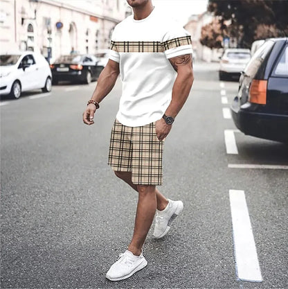 3D Print Round Neck Shorts Set