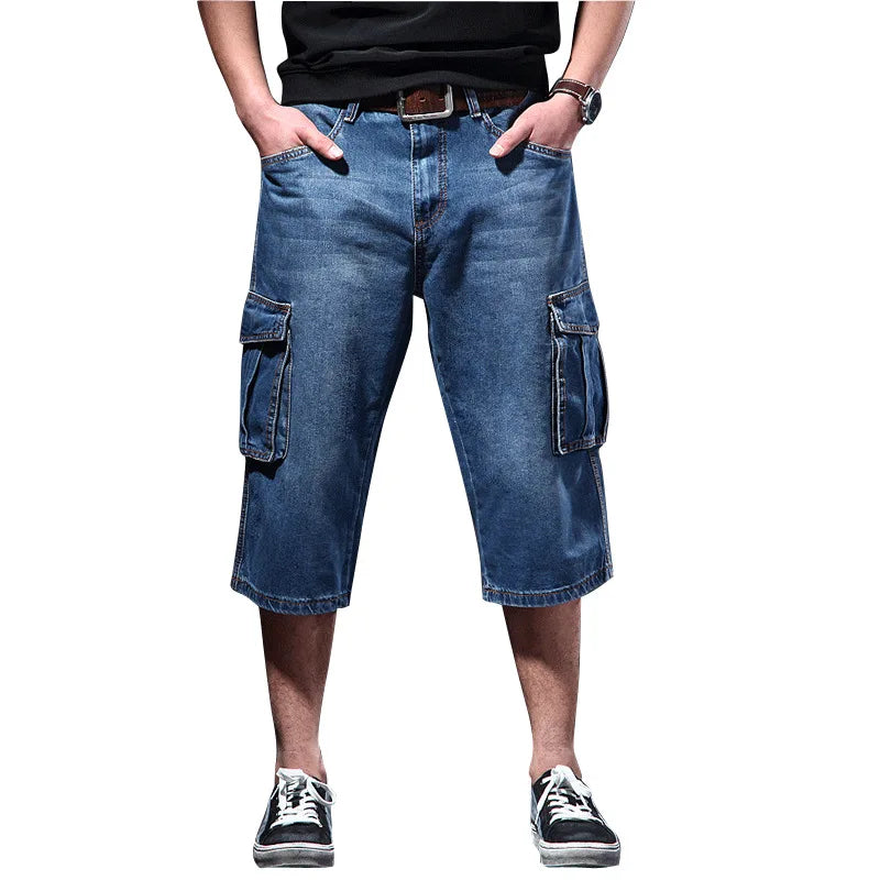 Multi-Pocket Workwear Denim Shorts