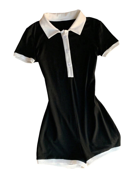 Short-Sleeve Slim Jumpsuit