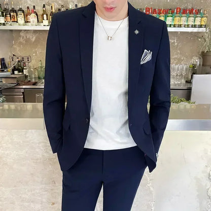 High-End Plaid Slim Business Suit