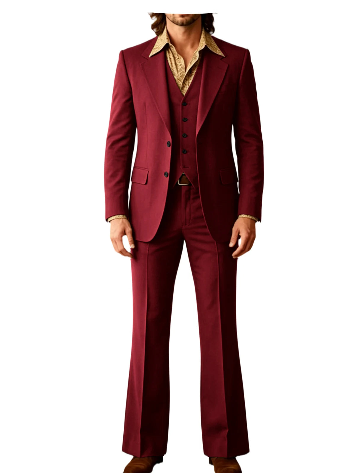 Retro Bell-Bottom Three-Piece Suit
