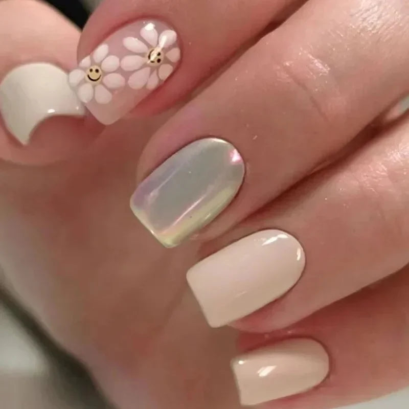 Pink Floral Press On Nails