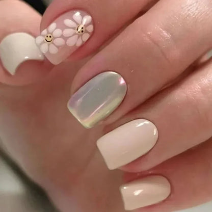 Pink Floral Press On Nails
