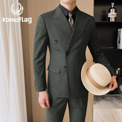 British Linen Slim Groom Suit Set