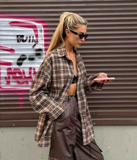 Polyester Regular Plaid Checkered Shirt