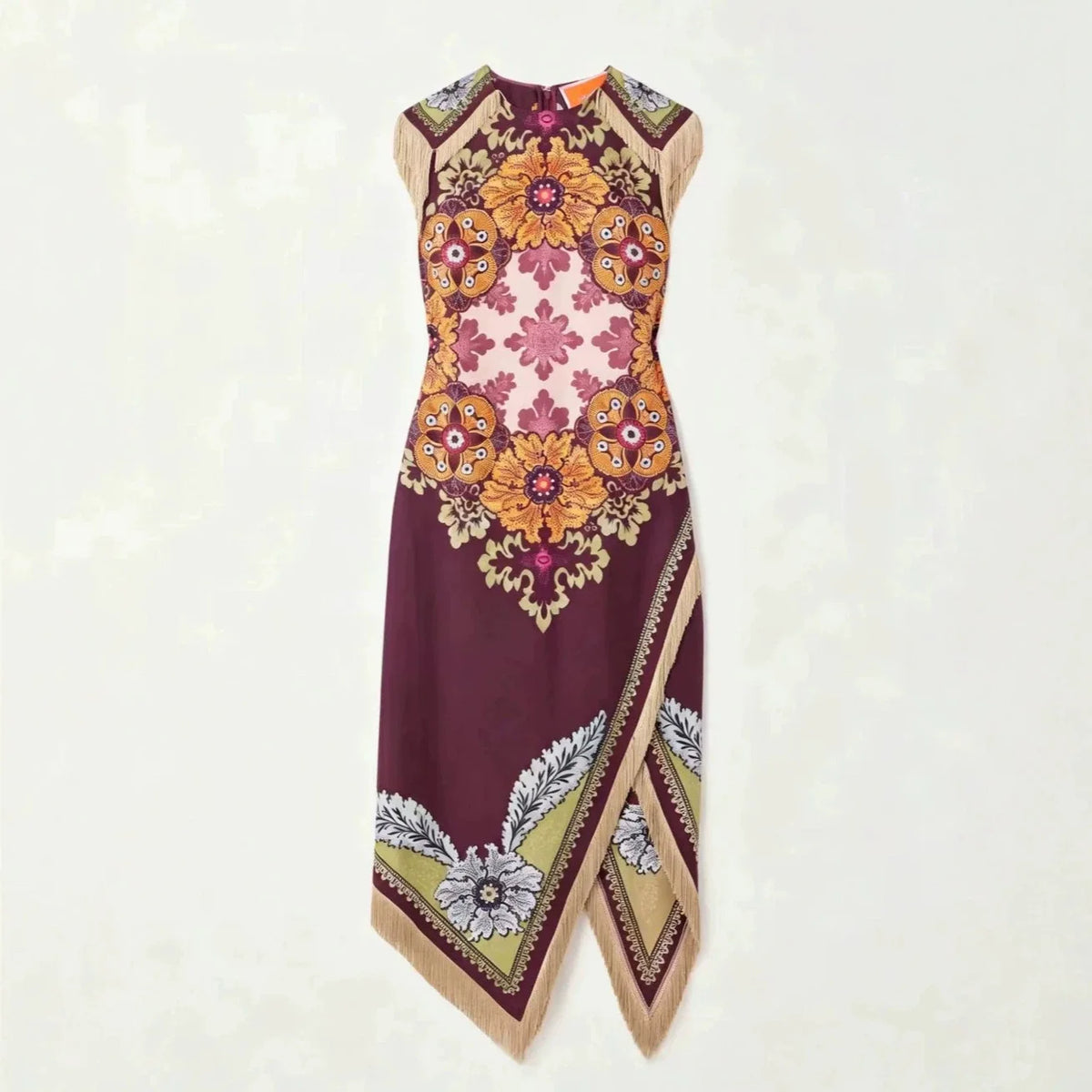 Scarf Print Asymmetrical Wrap Dress