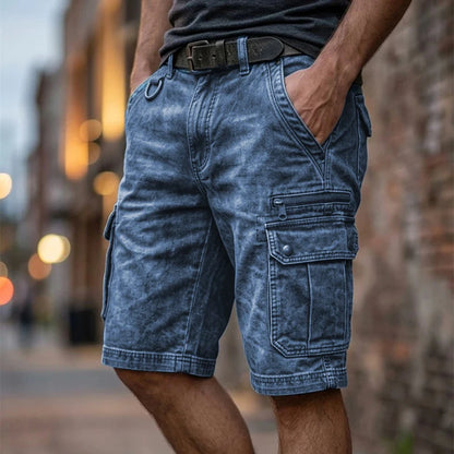 Vintage Solid Cargo Loose Shorts