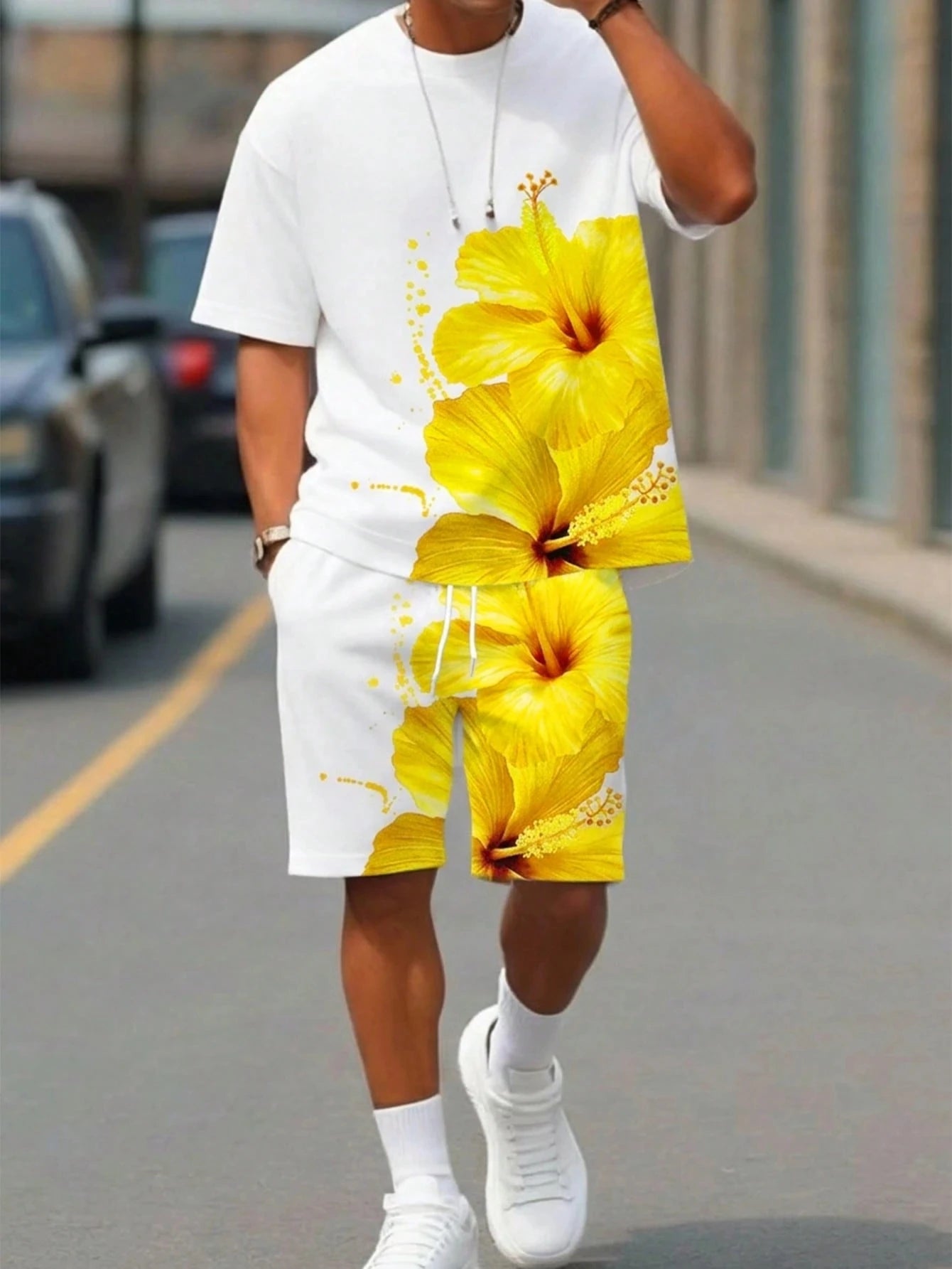 Athletic T-Shirt Drawstring Shorts Set