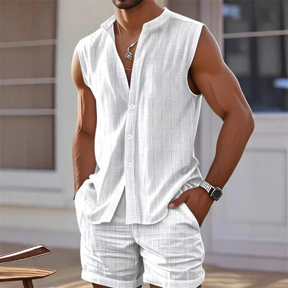 Plaid Sleeveless Vest Shorts Set