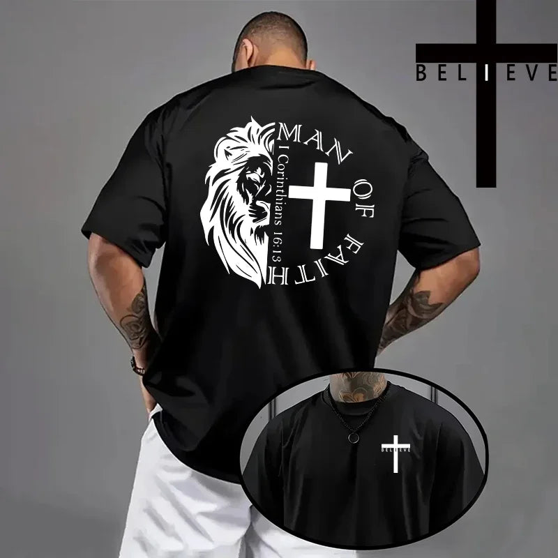 Jesus Cross Print Cotton Tee