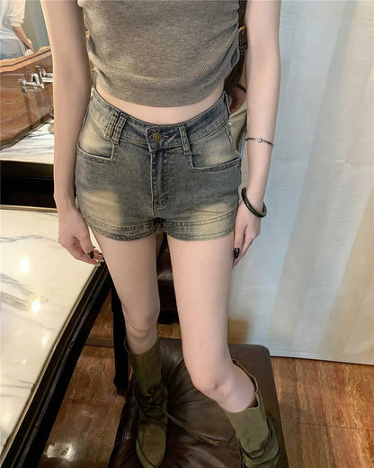 Wide-Leg Denim Shorts