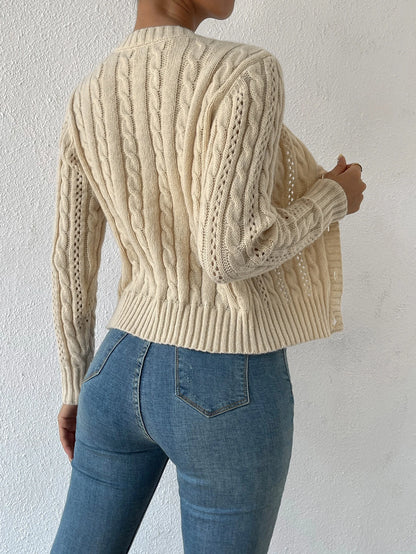 Open-Front Acrylic Knit Cardigan