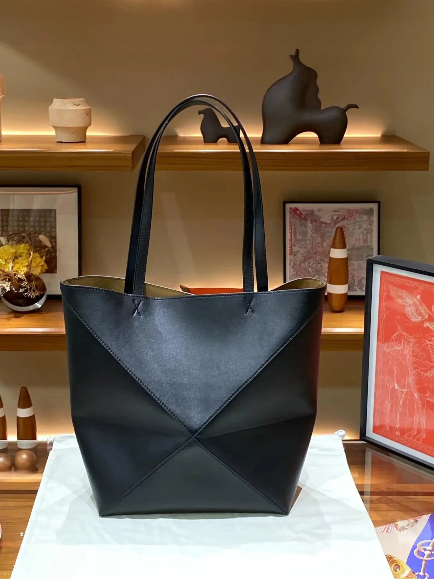 Folding Leather Handbag