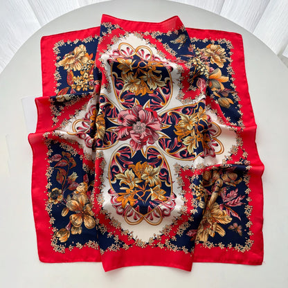 Satin Print Elegant Square Scarf