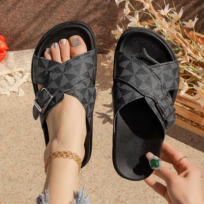 Platform Patchwork Slippers