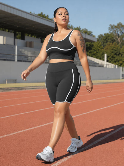 Plus Size Biker Shorts Set
