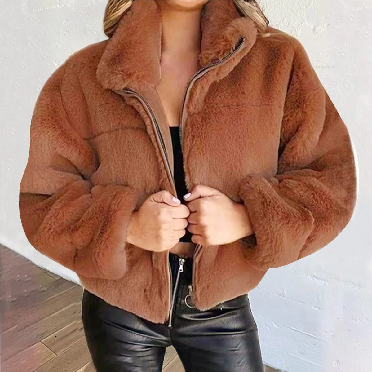 Short Zip Cardigan Coat