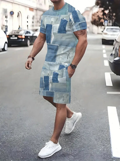 Letter Print T-Shirt Shorts Set