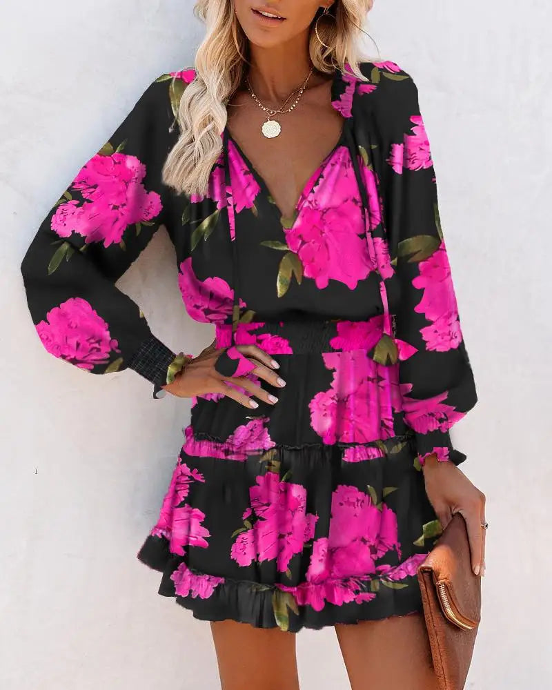 Leopard Print V-Neck Mini Dress