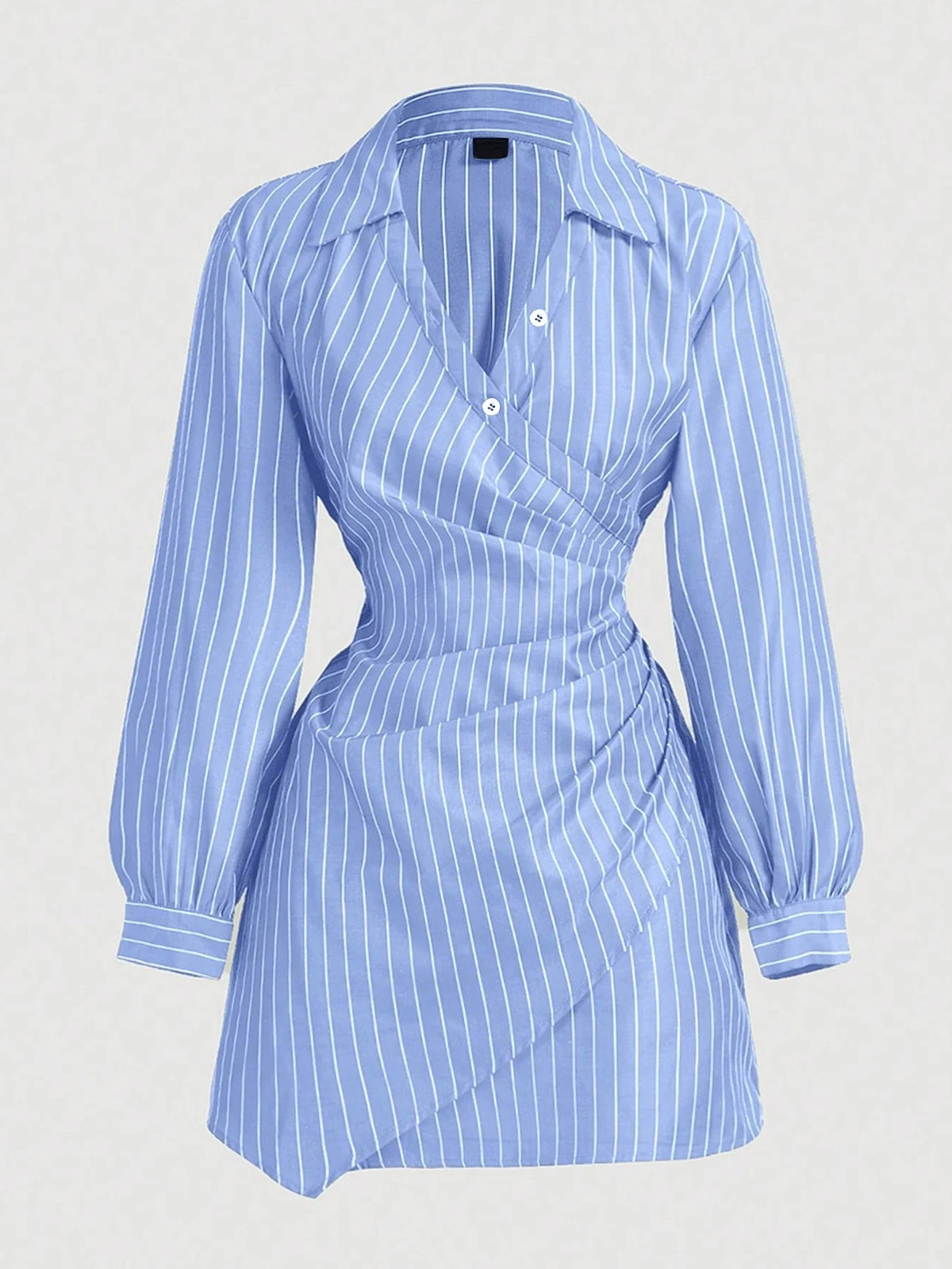 Striped Wrap Shirt Dress