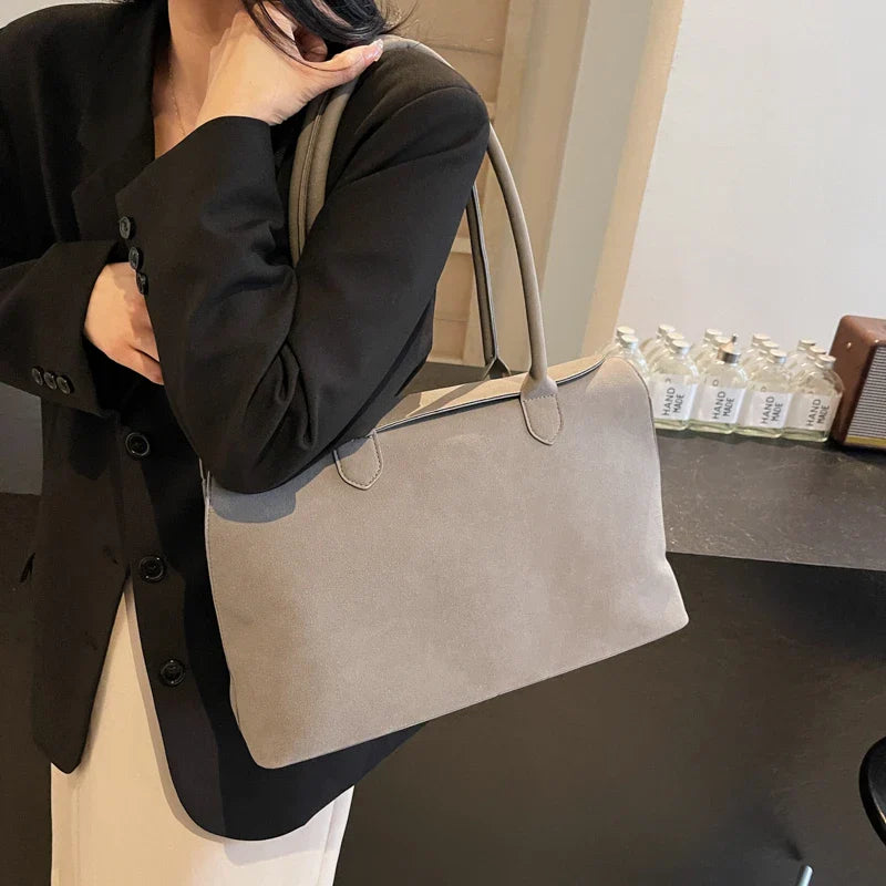 Faux Suede Business Shoulder Bag