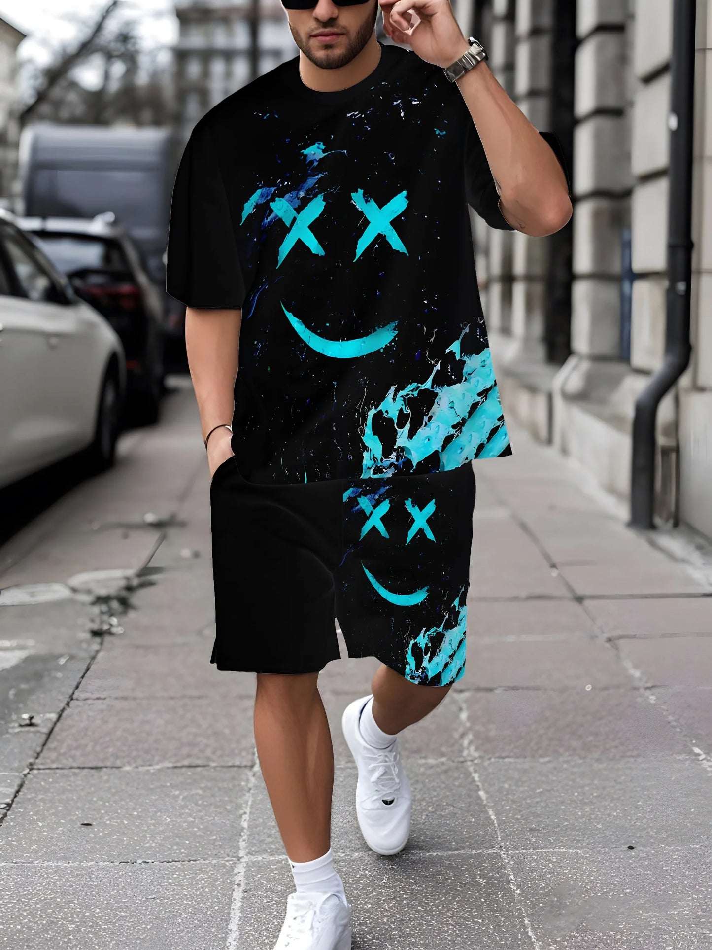 Graffiti Print Loose Sports Set