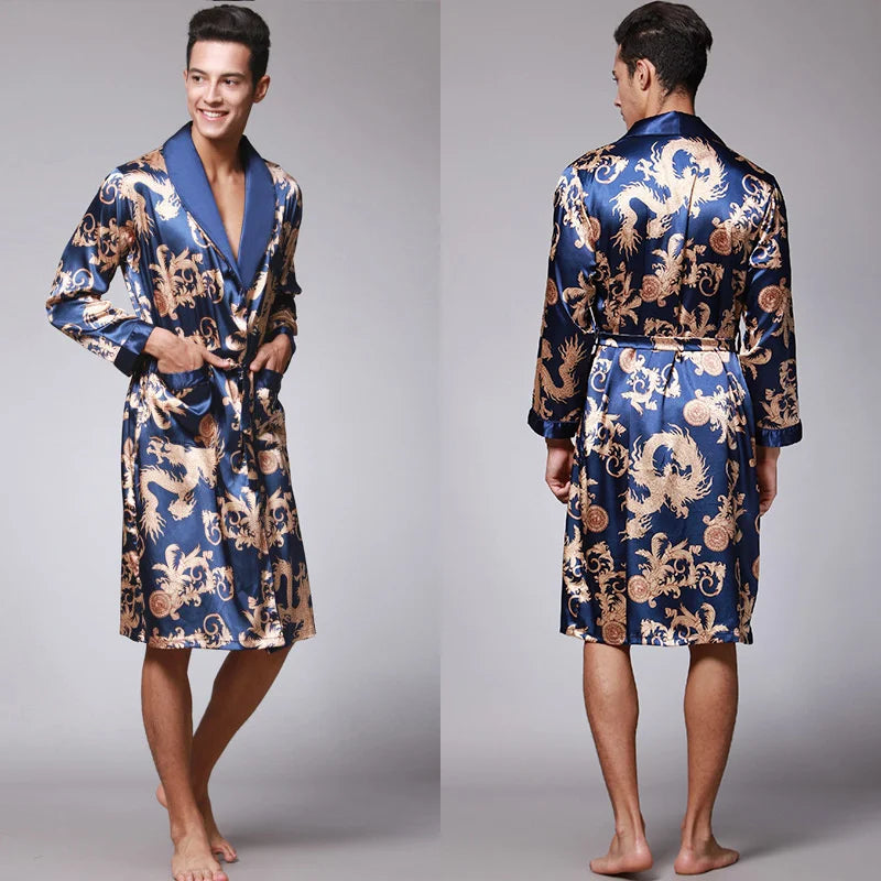 Golden Dragon Silk Bathrobe