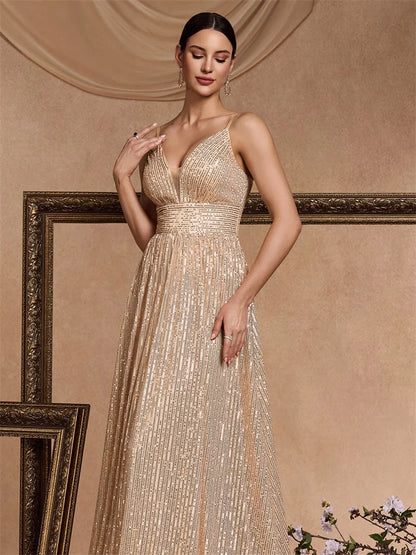 Sequin V-Neck  Mermaid Formal Wedding